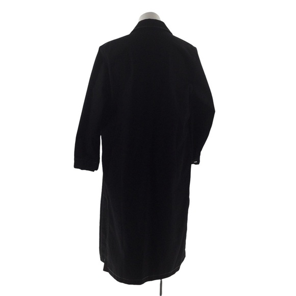 The Weeknd Black Denim Contrast White Stitch Long Trench Coat - Picture 9 of 15